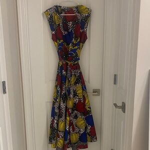 Floral Multicolor Sleeveless African Print Dress